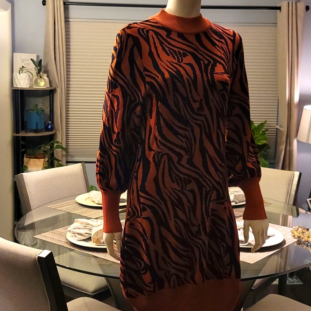 New York and Company Zebra sexy pattern sweater dress